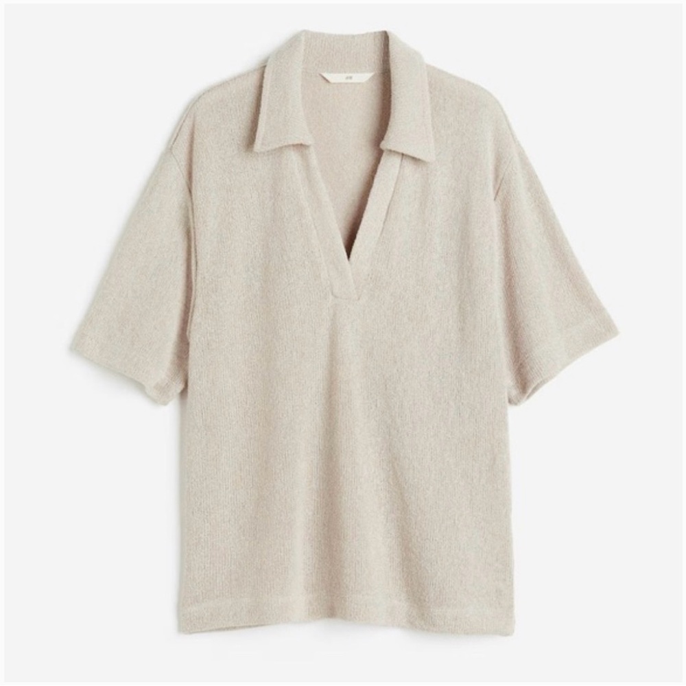 H&M Women's V-Neck Sweater in Light Beige Size XL